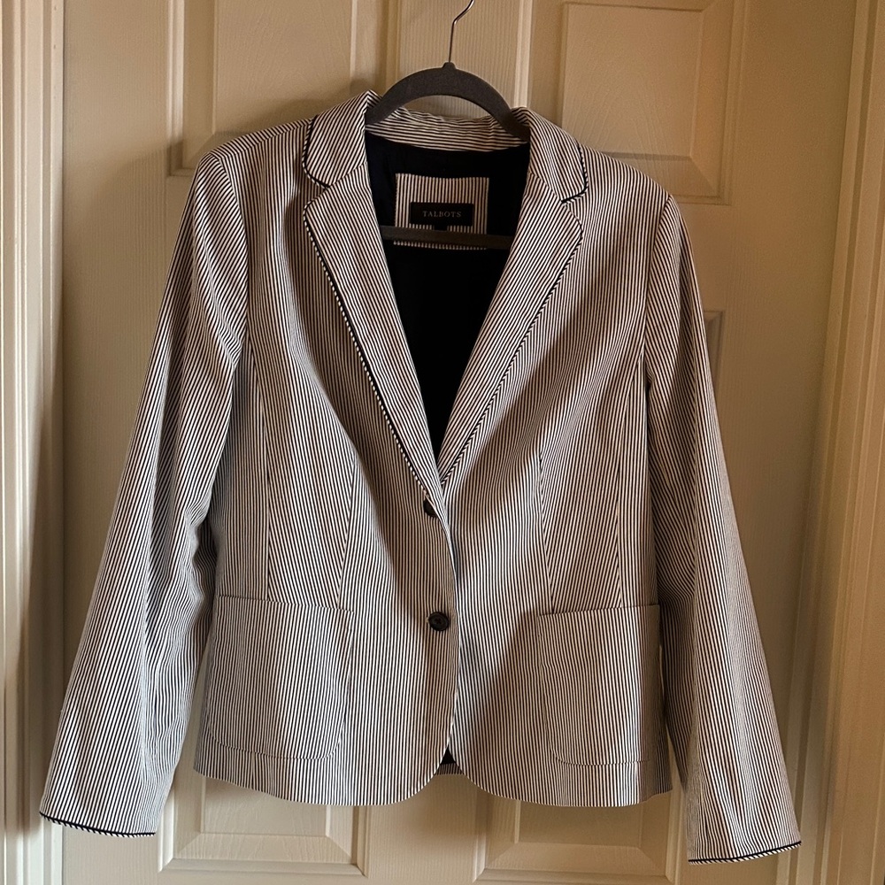 Talbots Blue and White Striped Blazer